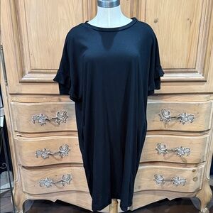 Azalea Black Ruffle Sleeve T-Shirt Dress